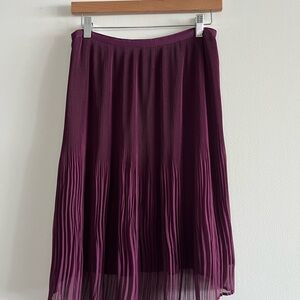 Massimo Dutti Plum Pleated Midi Skirt